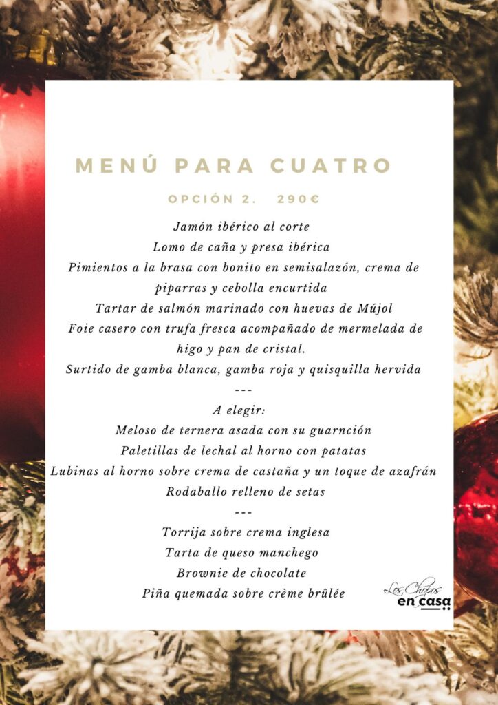 Menú para cuatro especial Navidad