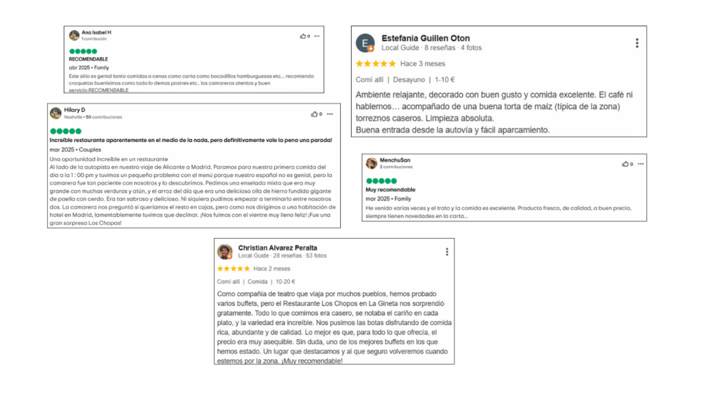 Opiniones sobre Los Chopos