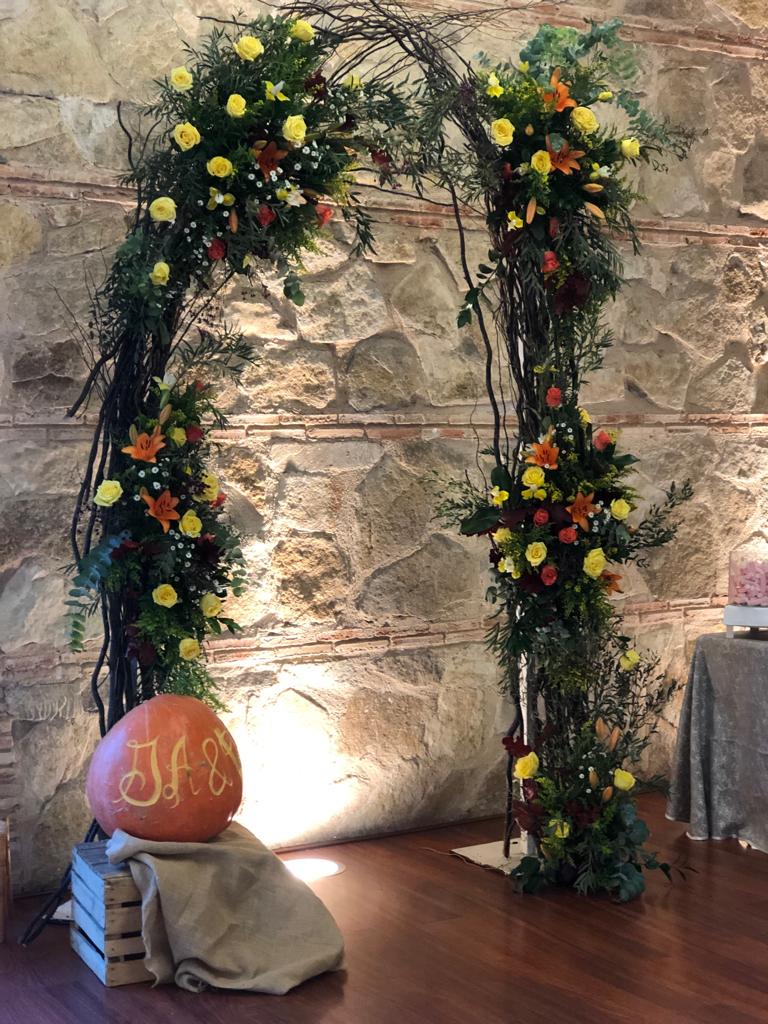 calabaza en el photocall de la boda