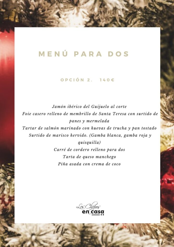 Menú de Navidad Los Chopos en casa