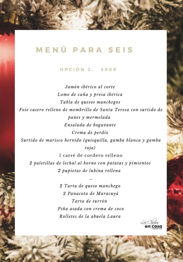 Menú de Navidad Los Chopos en casa